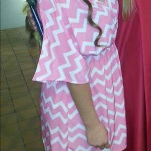 Pink Chevron Summer Dress — Size Small